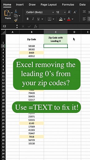 How to Add Leading Zeros to Zip Codes in Excel