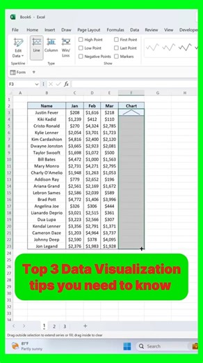 Top 3 data visualization tips you need to know. 📈 #excel #exceltips #learnexcel #ai #exceltutorial