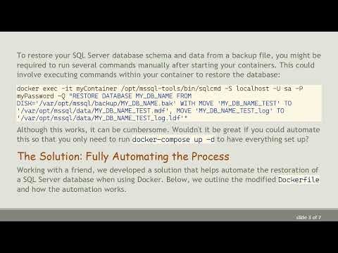 Automate Your SQL Server .bak Restoration in Docker with docker-compose