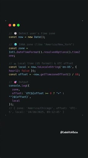 🕒 Detect User Time Zone #javascript #coding #shorts