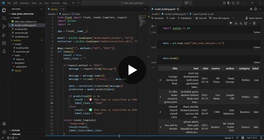🎥 Fake News Detection System | Machine Learning Project This video presents my Fake News Detection System, a machine learning–based application designed to identify whether a news article is real… | Dinuka Samarakoon