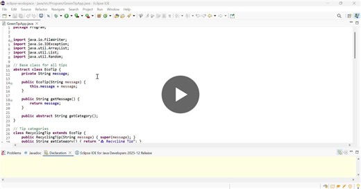 #java #javaproject #consoleapplication #filehandling #greentipapp #ecofriendly #sustainability #studentproject #learningjourney #programmingbasics | Meena S