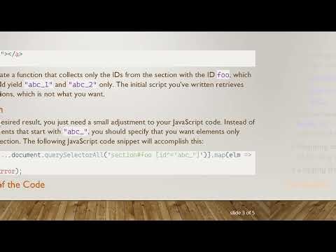 How to Get IDs of All Elements in a section with JavaScript