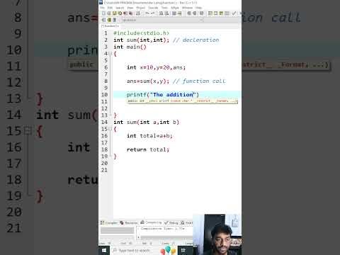 Learn how to create and use User Defined Functions in C with a simple program. #coding #clanguage