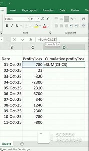 Formula for getting cumulative data in Excel