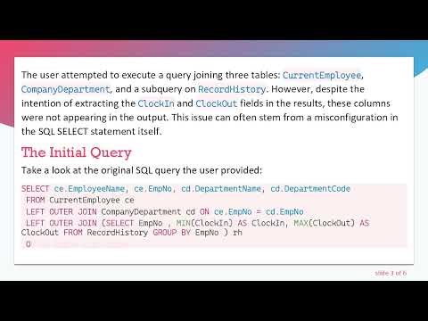Resolving the Missing ClockIn and ClockOut Columns in SQL Joins