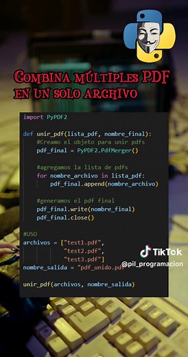 Te enseño a combinar múltiples PDF en un solo archivo con python. #python #aprendepython #pdfpython #pdf #programacion