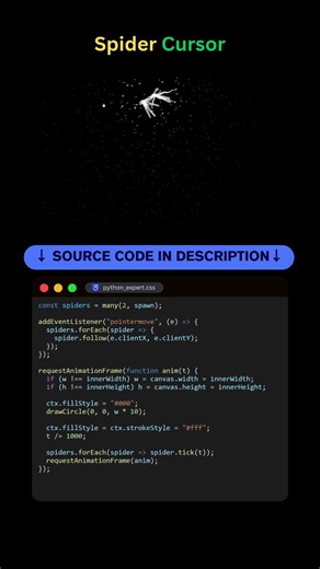 Spider Cursor Effect – Interactive Mouse Trail! #coding #programming #spider #cursor #effect #shorts