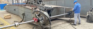 How to set up a line boring machine on site?