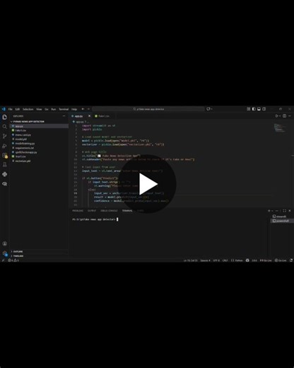 #machinelearning #nlp #fakenewsdetection #python #ai #streamlit #studentproject #datascience | Kolupula Manaswini