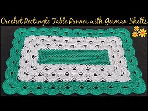 Crochet Rectanguler Table Runner with German shell stitch || English Tutorial