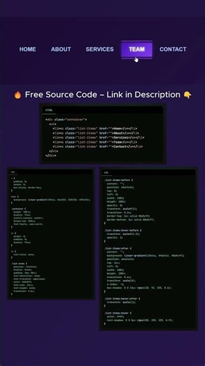 ⚡ Creative Menu Hover Effect | HTML & CSS Animation #shorts
