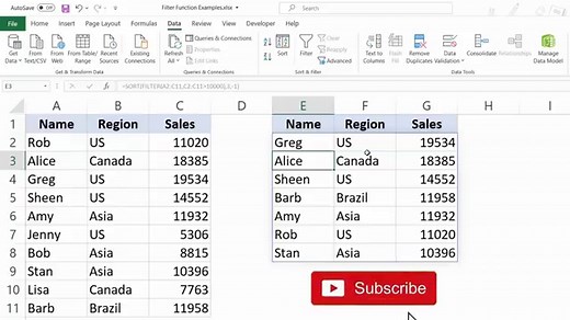 Excel Filter Function - Explained with Examples   Video
