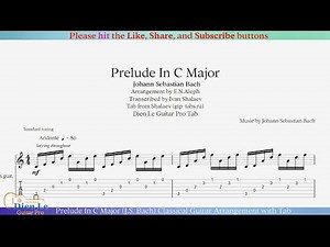 Prelude In C Major (J.S. Bach) Classical Guitar Arrangement with Tab
