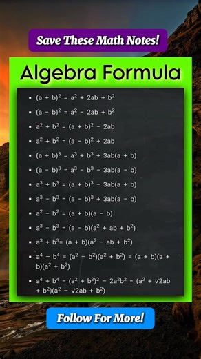 Algebra Formula Math Notes | Math Notes