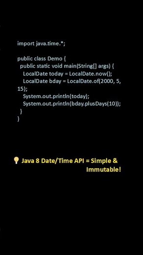 Java 8 Date & Time API Explained in 25 Seconds! ⏰ | Java 8 Features #shorts #viral #java