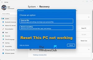 Reset This PC not working; Can’t Reset PC on Windows 11