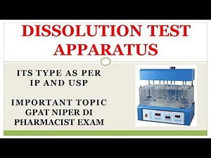 DISSOLUTION TEST APPARATUS AND TYPES AS PER IP AND USP VERY IMPORTANT TOPIC