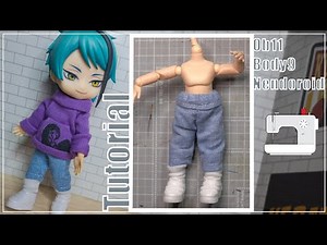 [OB11/Body9 /Nendoroid tutorial] pants / オビツ11のズボンを 服 作り方