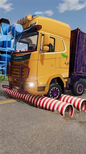 Huge Trucks vs Giant Candy Cane Pipes! 🍬🚛 | BeamNG.drive