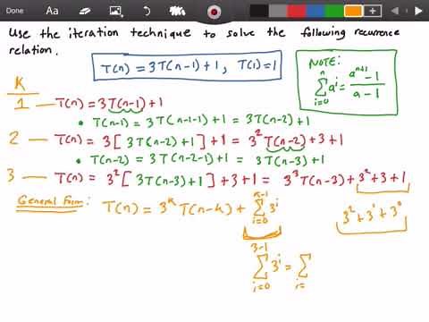 Recurrence Relation Iteration Method