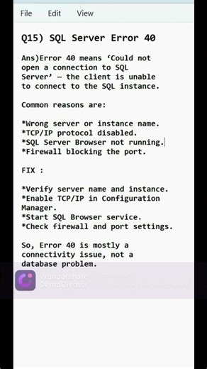 Sql Server Error 40 🔥| DBA Interview Questions - 15 |