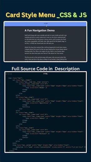 Animated Card Navigation Menu using HTML CSS JavaScript 🔥 | Frontend UI Design