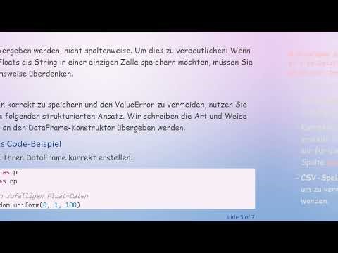 Wie man eine Zeichenkette von Floats in einer einzelnen DataFrame-Zelle mit Pandas speichert und li
