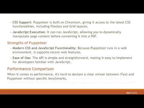 Comparing iText library in Java and Puppeteer in Node.js for PDF Generation from HTML