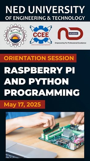 18 reactions | Hands-on. Minds-on. Game on. Welcome to the Raspberry Pi & Python experience at NED Academy! #raspberrypi #python #programming #coding #nedacademy #neduniversity #certification #instareel #reels | NED Academy, NED University of Engineering & Technology, Karachi | Facebook