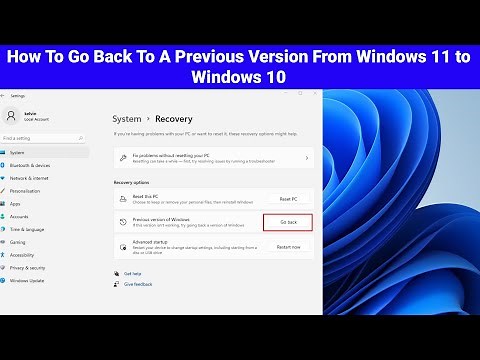 How To Go Back To A Previous Version | From Windows 11 to Windows 10 | Downgrade Windows 11 to 10