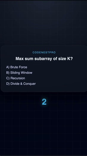Max sum subarray size K? ⏱️ | DSA MCQ
