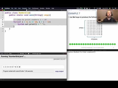 Print the numbers one to ten in a grid pattern using a nested for loop in Java
