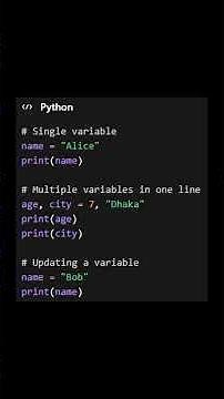 Learn Python Variables in 2 Minutes | Python Basics for Beginners | YT Shorts