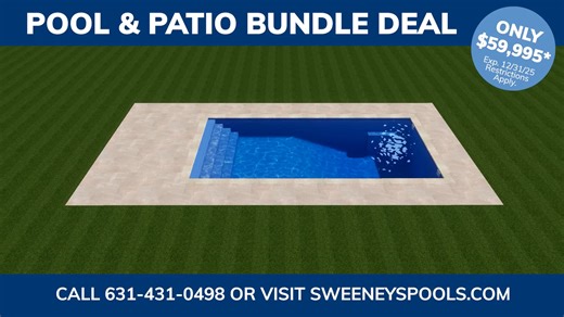 🚨 Sweeney’s Pools 2025 Holiday Pool Deal! 🚨 We’re offering 5 exclusive Pool & Patio Packages — and they’ll be installed in 2026 at 2025 pricing! Offer expires December 31, 2025. Give your family the ultimate holiday gift this year… A backyard everyone will be talking about. 🎁✨ 💧 16’x32’ Rectangle Vinyl Pool Includes: • 10” thick concrete walls reinforced with rebar • Stadium steps • 6’ deep-end bench • Up to 7’ deep-end • Hayward ColorLogic 12v LED light transformer • Hayward variable speed 