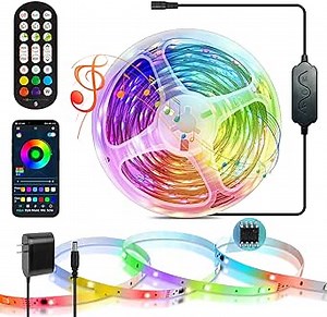 HOUHUI Dream Color LED Strip Lights, 32.8Ft App Control Addressable RGB IC LED Light Strip with Remote,24V Music Sync Color Chasing LED Lights Strip for Bedroom Room Home Dorm Party Christmas Indoor