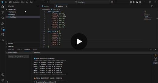 🚀 Completed Task 2 of my CodeAlpha Internship – Stock Portfolio Tracker I’m excited to share that I’ve successfully completed my second task as a Python Developer Intership at CodeAlpha. 📊 Task… | Gauri Lande