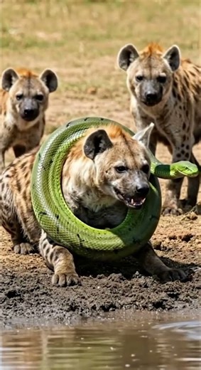 Hyena vs. Python! #HyenaPython #WildFight #NatureDaily #AnimalClash #SafariVibes