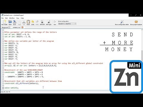 Tutorial Introduction to Minizinc (SEND+MORE=MONEY)