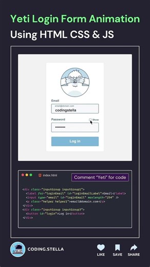 login form animation using html css js ✔️#trending #coding #shorts #explore