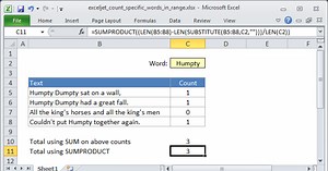 Count specific words in a range
