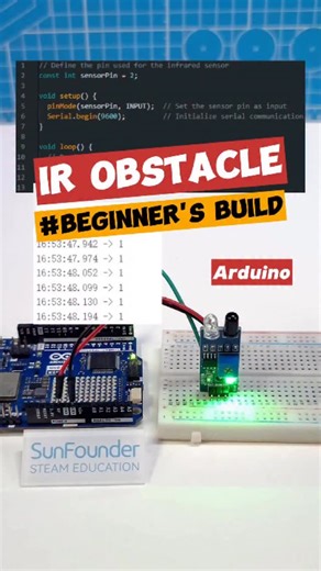 SunFounder Maker Education on Instagram: "Beginner Arduino: Read an IR Sensor in Real Time 📊#arduino #irsensor #electronicsprojects #stemeducation #arduinoprojects techshorts diyelectronics codingforkids beginnerarduino makersmovement"