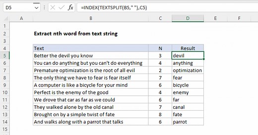 Extract nth word from text string