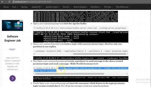 Getting Started with Apache Kafka - Hello World Example | JavaInUse