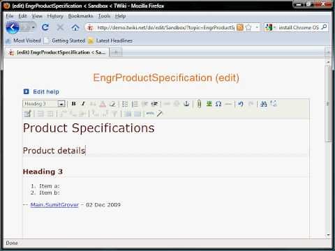 Twiki Demo: Creating a page in Twiki
