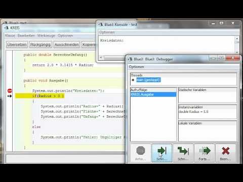 Verwendung des Debuggers (BlueJ)