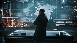 Man Standing Front Large Screen World Stock Footage Video (100% Royalty-free) 3423275599 | Shutterstock