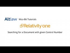 Searching for a document with given control number in RelativityOne