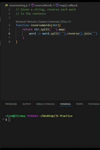 Reverse Each Word in JavaScript | #javascript #shorts #coding #programming #strings