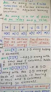 The concept of arrays l Declare One l Multi Dimensional arrays l Operations performed on arrays